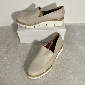Franco Sarto Beige Leather Slip-On Loafers